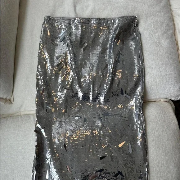 Guizio Silver Sequin Skirt - Picture 6 of 7